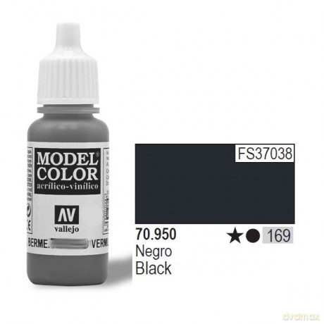 VALLEJO Farba Nr 169 Black Matt 17 ml [MODELARSTWO]