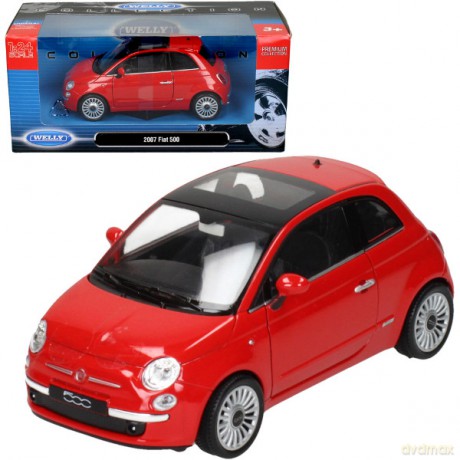 WELLY Fiat 500 2007, czerwony [MODELARSTWO]