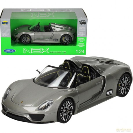 WELLY Porsche 918 Spyder, srebrny [MODELARSTWO]