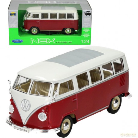 WELLY Volkswagen Classic Bus, czerwony [MODELARSTWO]