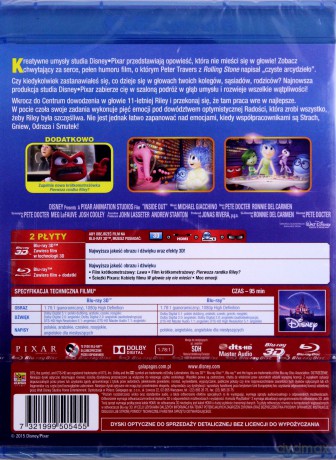 W Głowie Się Nie Mieści 3D (Disney) [Blu-Ray 3D]+[Blu-Ray]