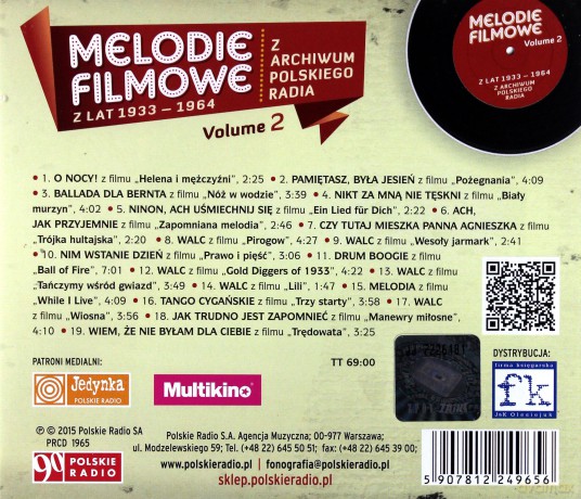 Melodie filmowe vol. 2 Nagrania z lat 1934-1964 Z Archiwum Polskiego Radia [CD]