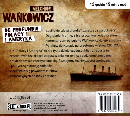 De profundis. Polacy i Ameryka - Melchior Wańkowicz [AUDIOBOOK][CD-MP3]