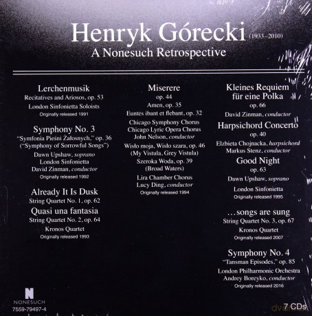 Henryk Mikołaj Górecki: Gorecki: A Nonesuch Retrospective [7CD]