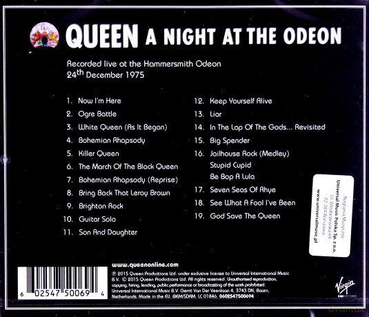 Queen: A Night At The Odeon [CD]