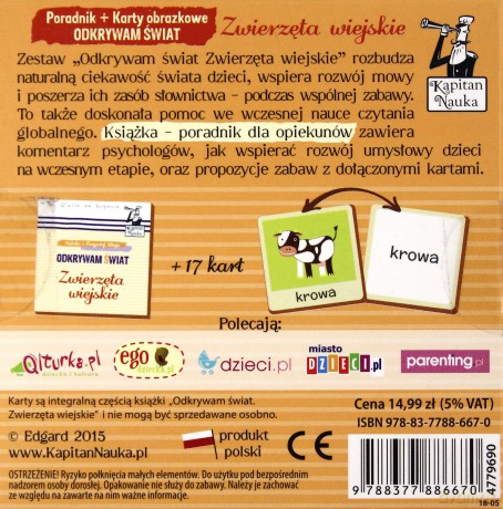 Odkrywam świat Zwierzęta wiejskie Książka + Karty obrazkowe [KSIĄŻKA]