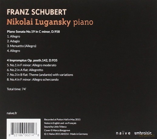 Nikolai Lugansky: Schubert Sonata No. 19 in C min [CD]