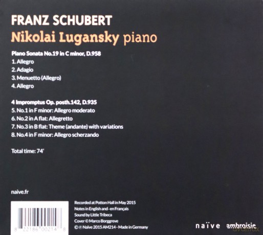Nikolai Lugansky: Schubert Sonata No. 19 in C min [CD]