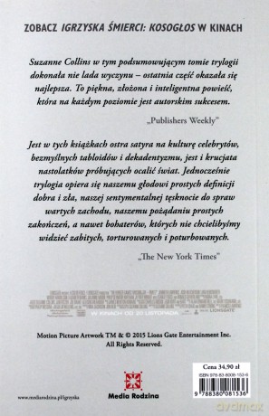 Igrzyska Śmierci: Kosogłos okładka filmowa biała - Suzanne Collins [KSIĄŻKA]