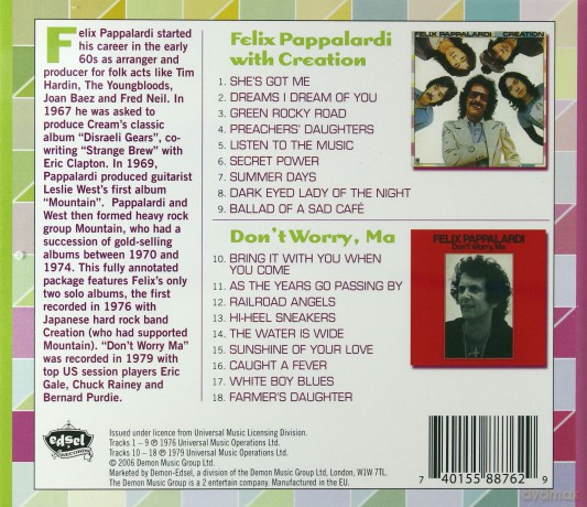 Felix Pappalardi: Creation+Don't Worry Ma [CD]