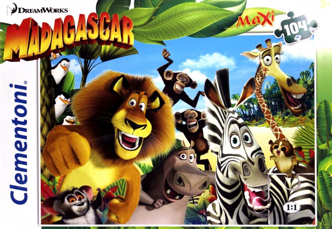 CLEMENTONI 104 el. Maxi Madagascar [PUZZLE]