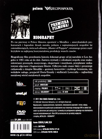 Legendy muzyki: Metallica Biography (booklet) [DVD]