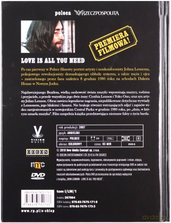 Legendy muzyki: John Lennon Love is all you need (booklet) [DVD]