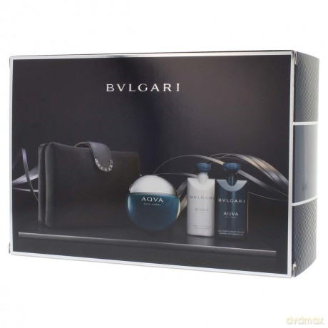 Bulgari Aqua pour Homme Zestaw Woda toaletowa 100 ml spray + balsam po goleniu 75 ml + żel pod prysznic 75 ml + kosmetyczka