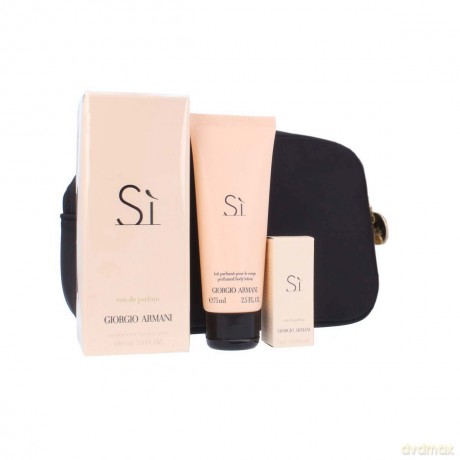 Giorgio Armani Si Zestaw Woda perfumowana 100 ml spray + balsam 75 ml + Woda perfumowana 7 ml + kosmetyczka