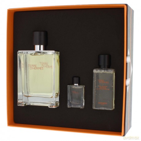 Hermes Terre d Hermes Zestaw woda toaletowa 100 ml spray + żel pod prysznic 40 ml + woda toaletowa 5 ml bez sprayu