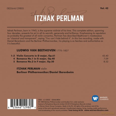 Perlman/Barenboim/Berliner Philharmonike: Beethoven: Violin Concerto, Romances [CD]