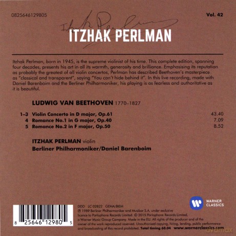Perlman/Barenboim/Berliner Philharmonike: Beethoven: Violin Concerto, Romances [CD]