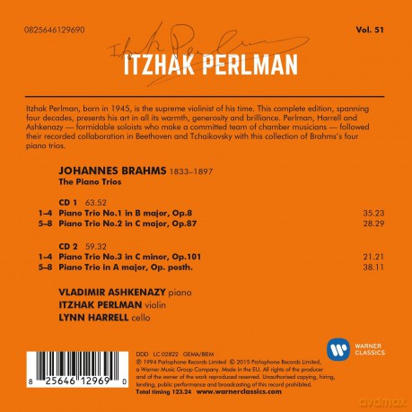 Perlman/Still/Israel Philharmonic Orch: Brahms: Piano Trios Nos. 1-3 [2CD]