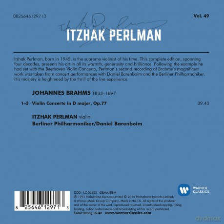 Perlman/Barenboim/Berliner Philharmonike: Brahms: Violin Concerto [CD]