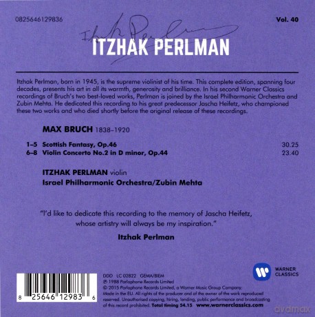 Perlman/Still/Israel Philharmonic Orch: Bruch: Scottish Fantasy, Violin Concerto No. 2 [CD]