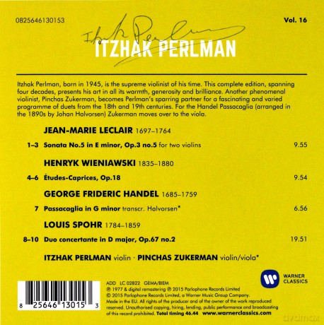 Itzhak/Pinchas Zukerman Perlman: Duets For Two Violin [CD]