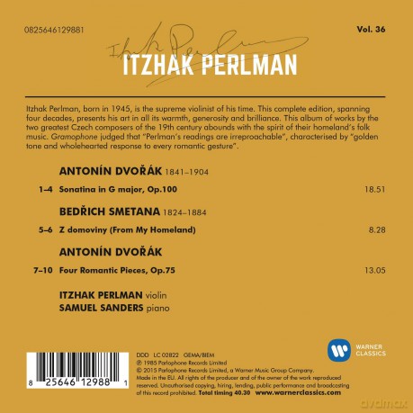 Perlman/Sanders: Dvorak: Sonatina; 4 Romantic Pieces, Smetana: From My Homeland [CD]