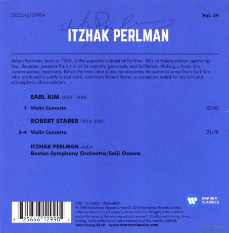Perlman/Ozawa/Boston Symphony Orchestra: Kim, Starer: Violin Concertos [CD]
