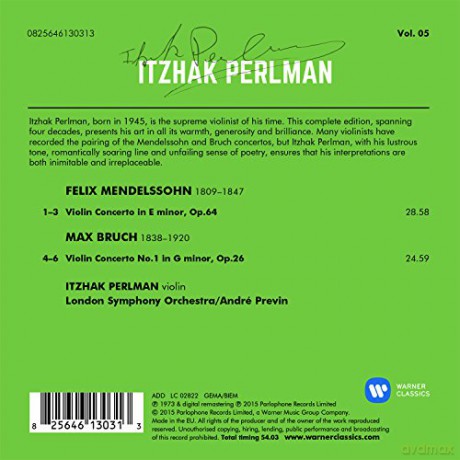 Perlman/Previn/London Symphony Orchestra: Mendelssohn, Bruch: Violin Concertos [CD]
