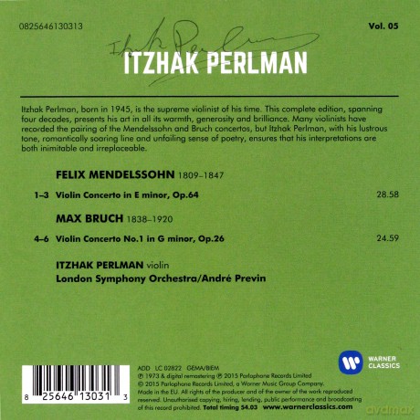 Perlman/Previn/London Symphony Orchestra: Mendelssohn, Bruch: Violin Concertos [CD]