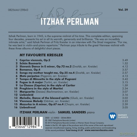Perlman/Sanders: My Favourite Kreisler [CD]