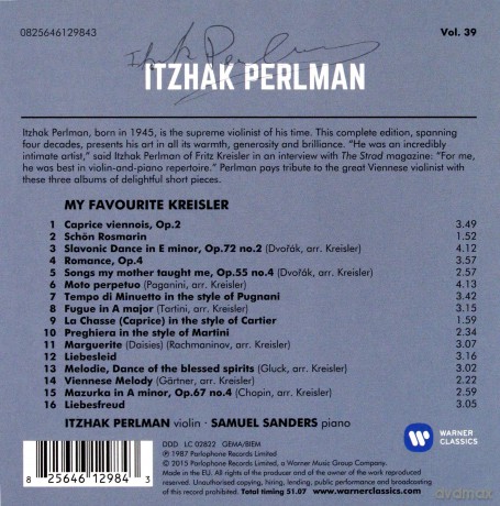 Perlman/Sanders: My Favourite Kreisler [CD]