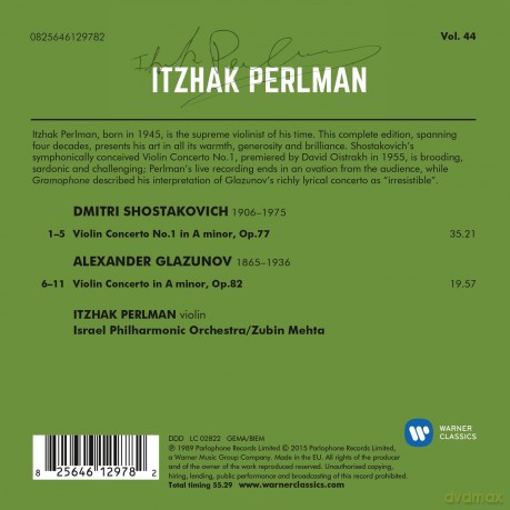 Perlman/Mehta/Israel Philharmonic Orch: Shostakovich, Glazunov: Violin Concertos [CD]