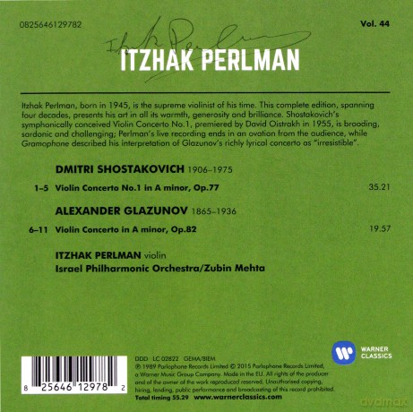 Perlman/Mehta/Israel Philharmonic Orch: Shostakovich, Glazunov: Violin Concertos [CD]