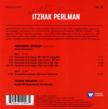 Perlman/Israel Philharmonic Orchestra: Vivaldi: Violin Concertos, Four Seasons [2CD]