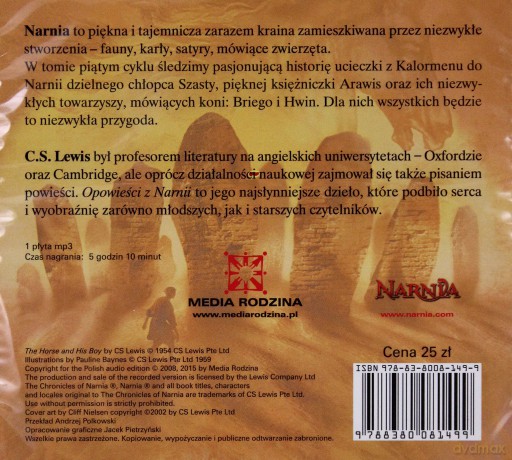 Koń i jego chłopiec opowieści z narni (Tom 5) - C.S. Lewis [AUDIOBOOK] [CD-MP3]