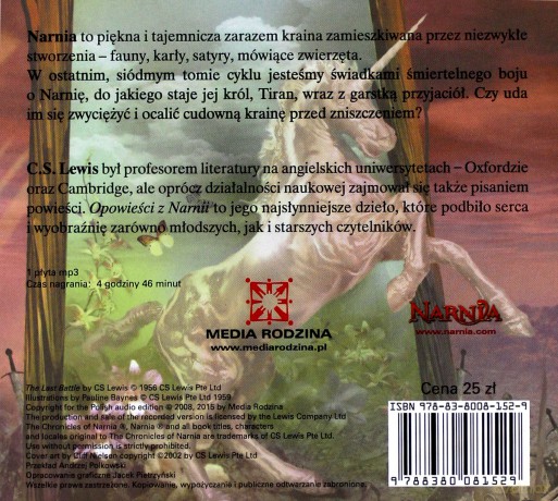 Ostatnia bitwa. Opowieści z Narnii (Tom 7) - C.S. Lewis [AUDIOBOOK] [CD-MP3]
