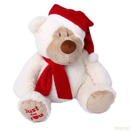 BEPPE Miś Alan 20 cm ecru w czapce i szaliku