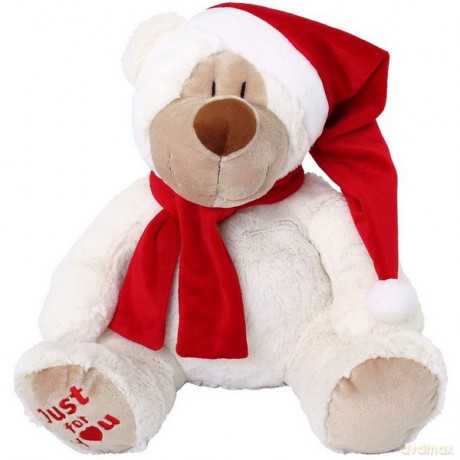 BEPPE Miś Alan 25cm ecru w czapce i szaliku
