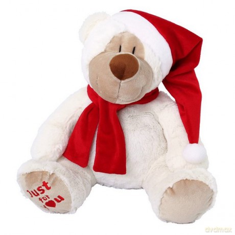 BEPPE Miś Alan 30 cm ecru w czapce i szaliku