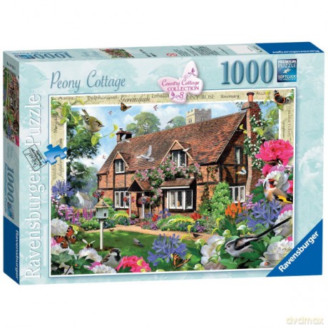 RAVENSBURGER 1000 el. Domek w piwoniach [PUZZLE]