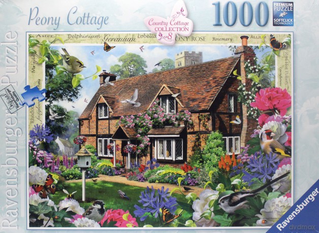 RAVENSBURGER 1000 el. Domek w piwoniach [PUZZLE]