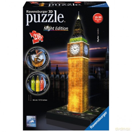 RAVENSBURGER 216 el. 3D Big Ben nocą [PUZZLE]