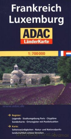 LanderKarte ADAC. Frankreich, Luxemburg 1:700 000