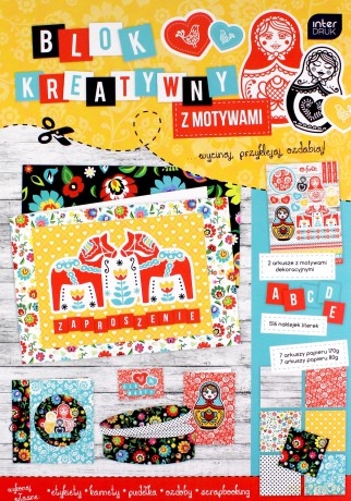 Blok kreatywny A4 z naklejkami Folk