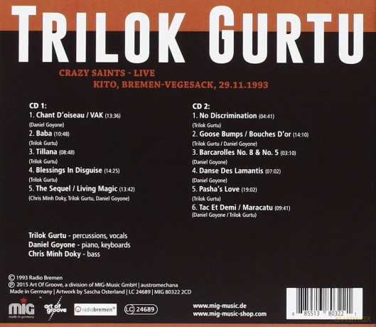 Trilok Gurtu: Crazy Saints Live (digipack) [2CD]
