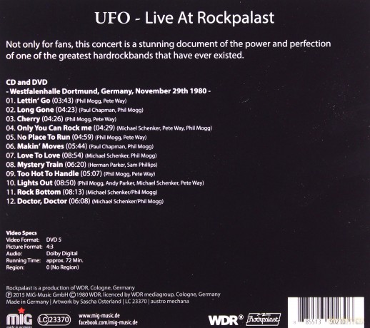 Ufo: Live At Rockpalast (digipack) [DVD]+[CD]