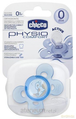 Smoczek silikonowy Physio Comfort 0m+ niebieski