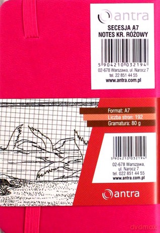 Notes Kratka A7 Secesja Różowy
