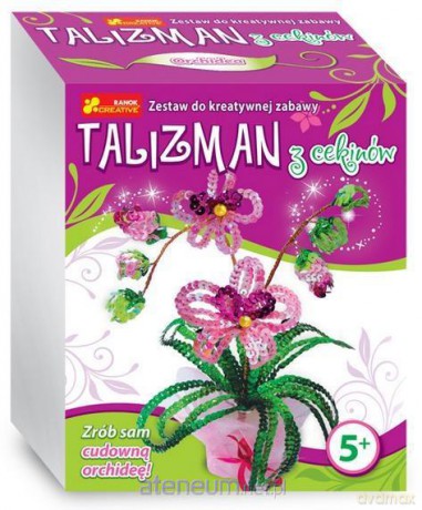 Talizman. Kwiatki z cekinów. Orchidea